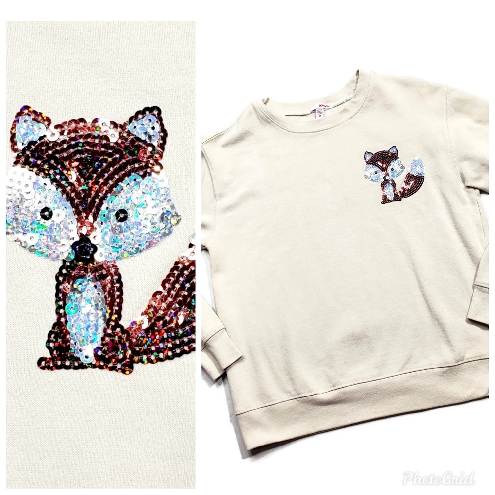 Bongo Sequin Fox Sweatshirt Medium - image 1